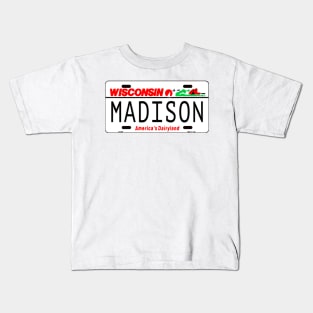 Madison, WI License Plate Kids T-Shirt